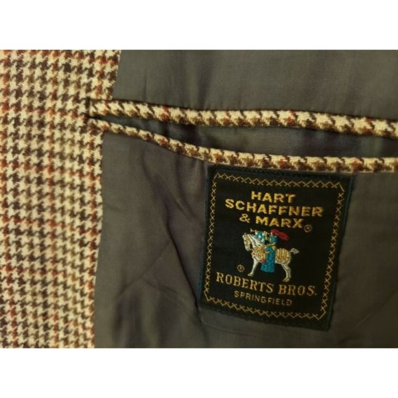 VTG HART, SCHAFFNER, & MARX Houndstooth Sport Coat Jacket Size 44 Regular? USA - Picture 11 of 12